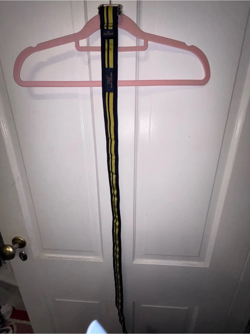 Brooks Brothers Men's Navy & Yellow Striped Belt size Medium (36-38) #classy